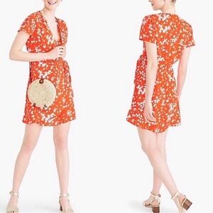 J Crew Floral Red Mini Wrap Dress - size 4